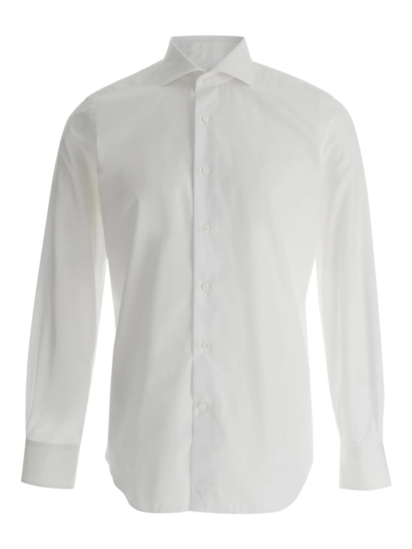 White Shirt with Classic Collar in Cotton Man