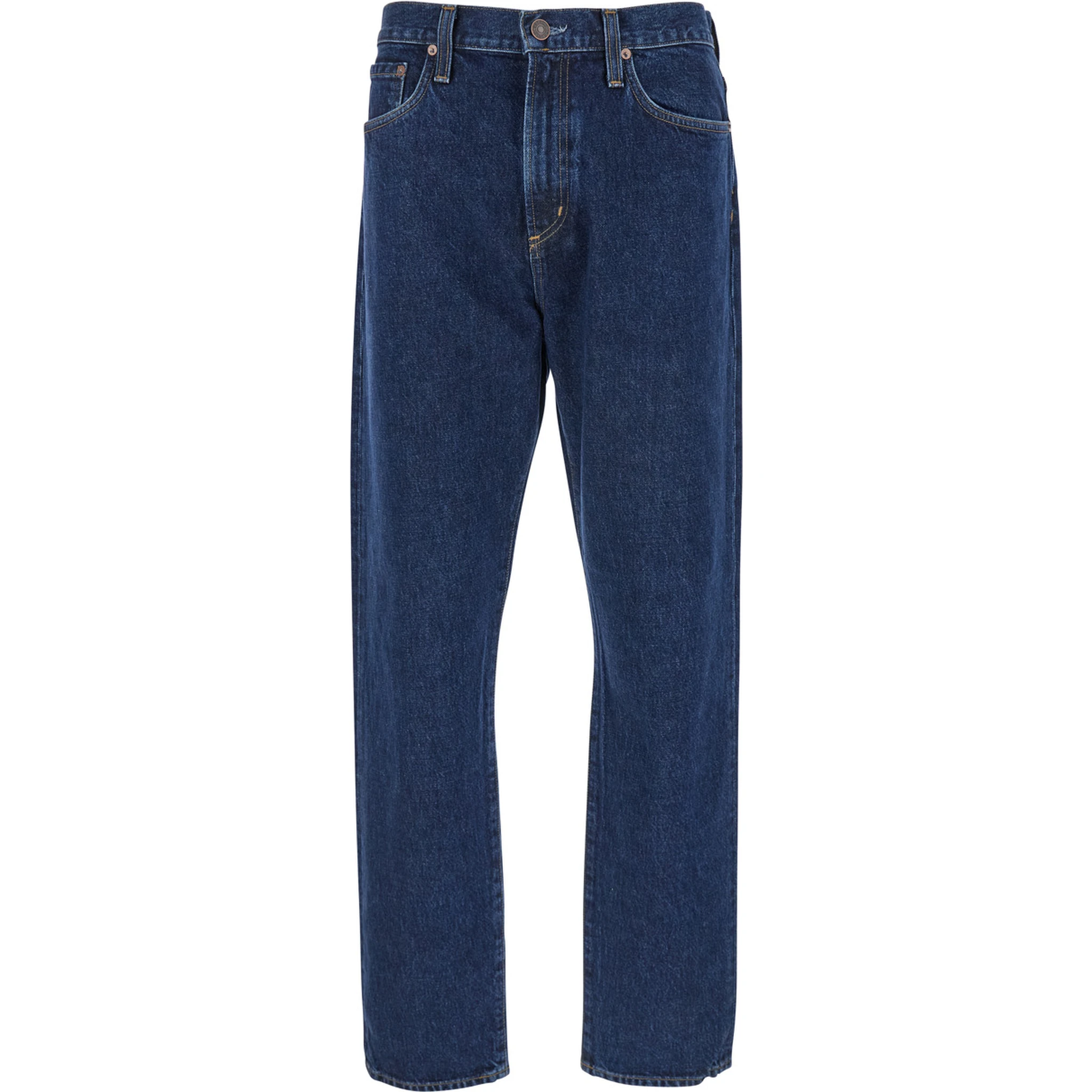 Blue Five-Pocket Jeans in Denim Man
