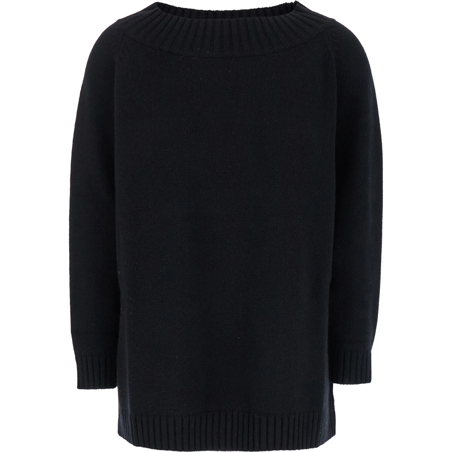 Radames Black Sweater with Boat Neckline in Wool and Cashmere Woman