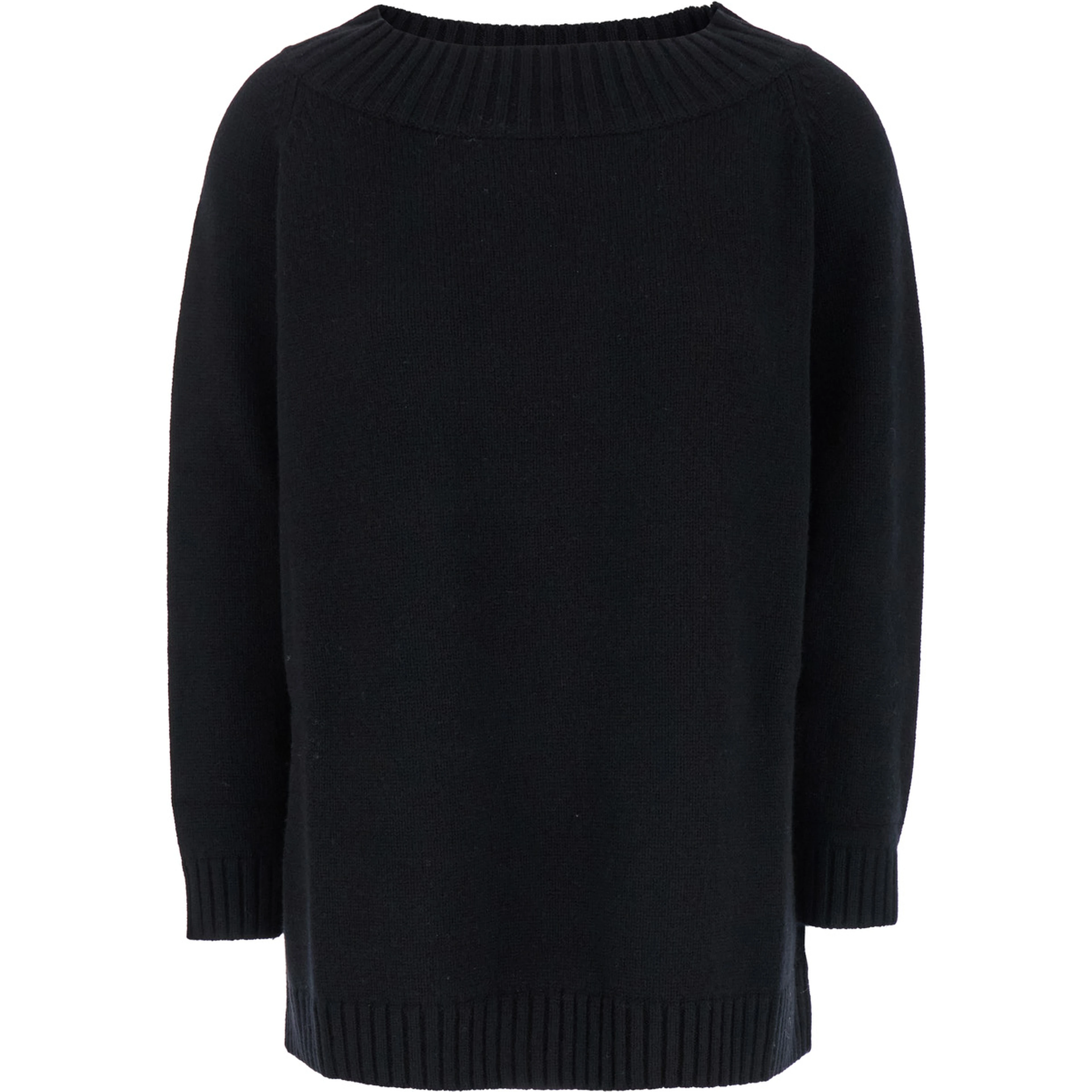 Radames Black Sweater with Boat Neckline in Wool and Cashmere Woman
