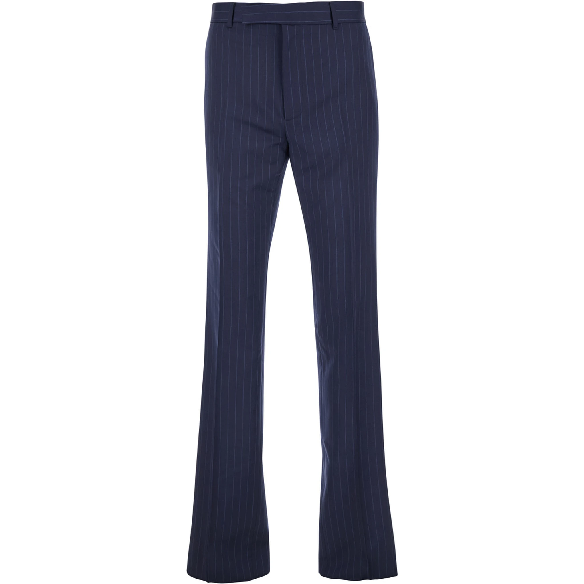 Blue Flared Pants with High Waist in Wool Man