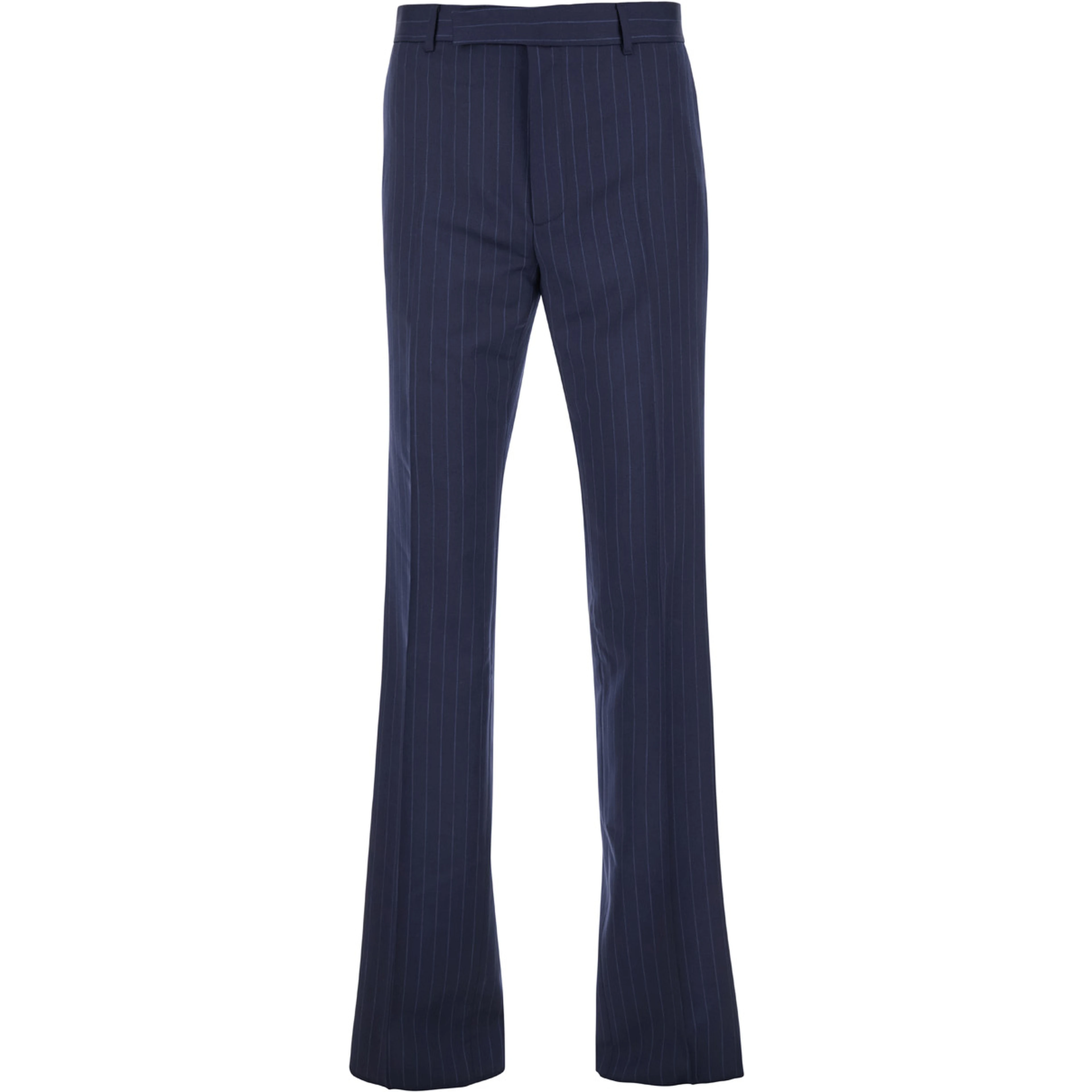 Blue Flared Pants with High Waist in Wool Man