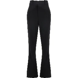 Black Flared Pants with Belt Loops in Viscose Blend Woman