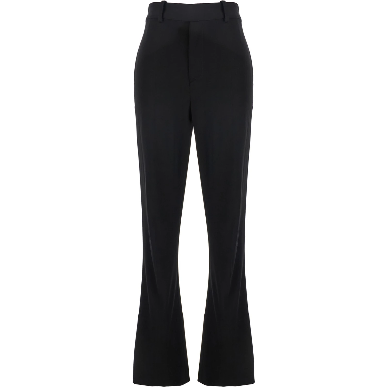 Black Flared Pants with Belt Loops in Viscose Blend Woman