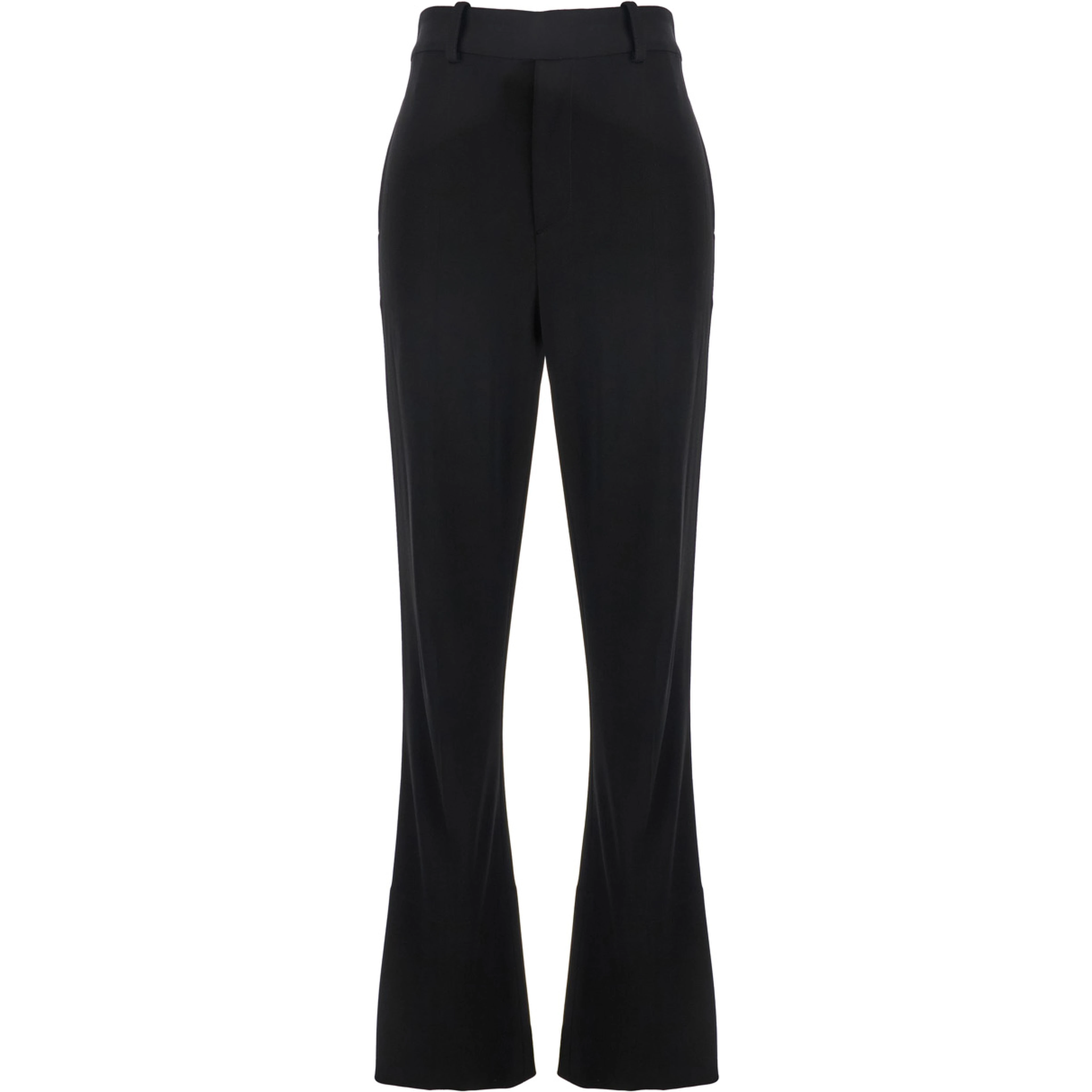 Black Flared Pants with Belt Loops in Viscose Blend Woman