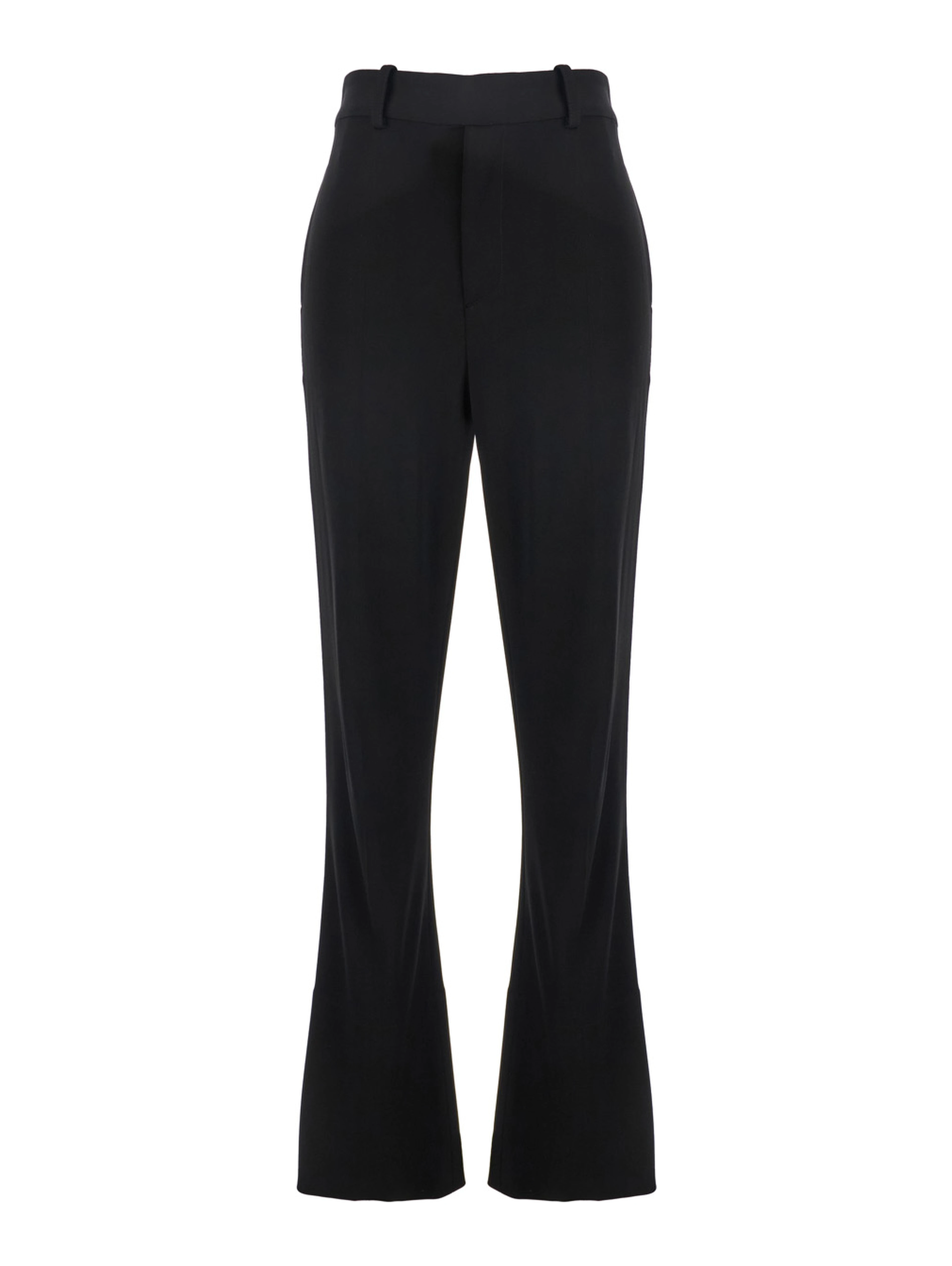 Black Flared Pants with Belt Loops in Viscose Blend Woman