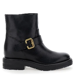 Coddington Black Ankle Boots with Paddington Buckle in Leather Woman