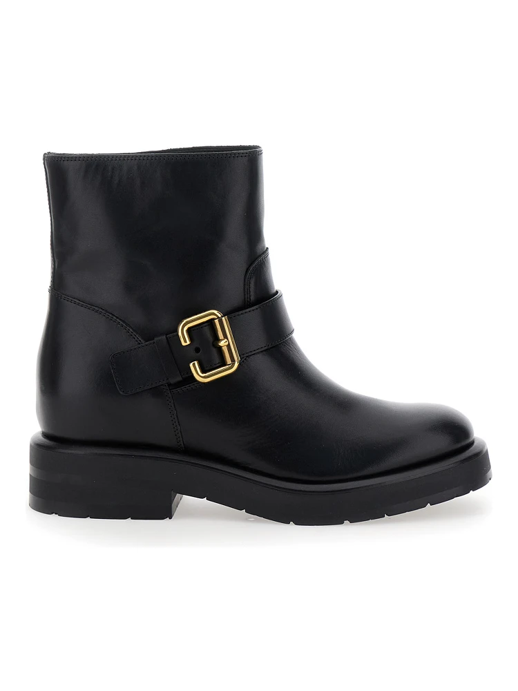 Coddington Black Ankle Boots with Paddington Buckle in Leather Woman