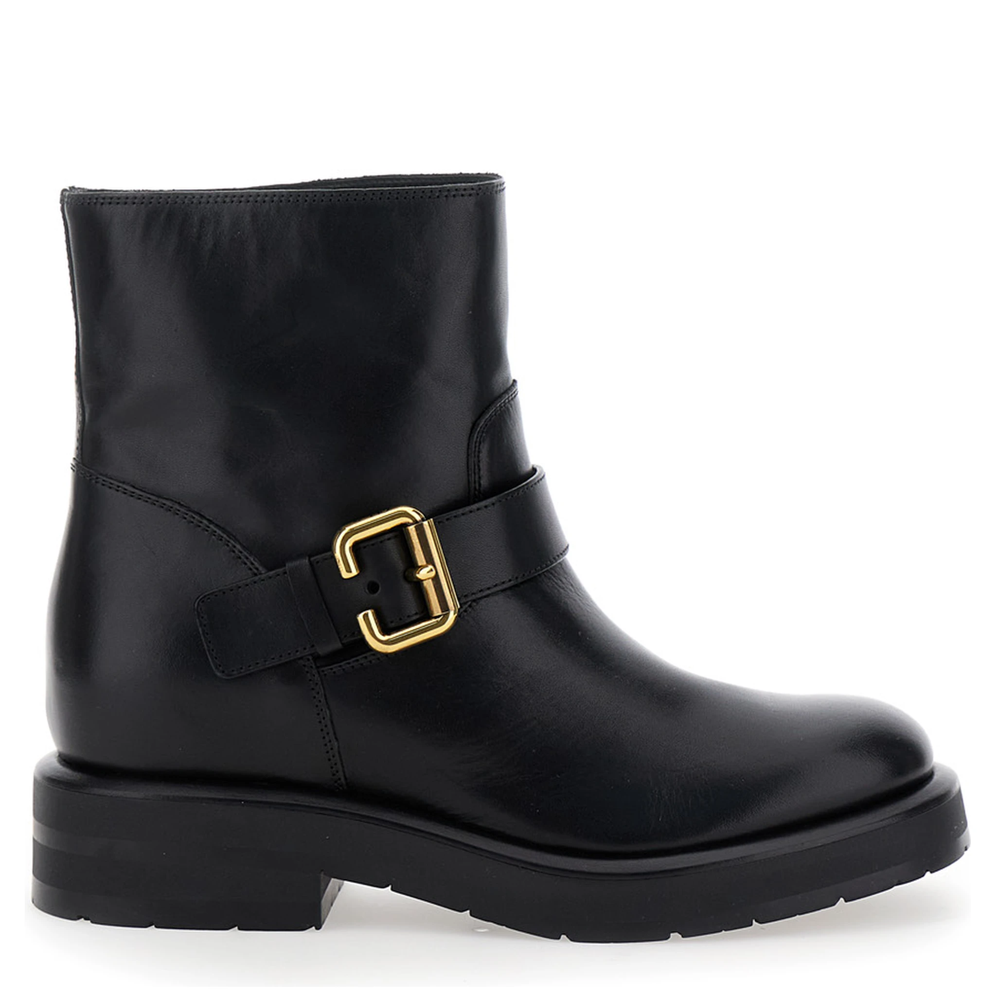 Coddington Black Ankle Boots with Paddington Buckle in Leather Woman