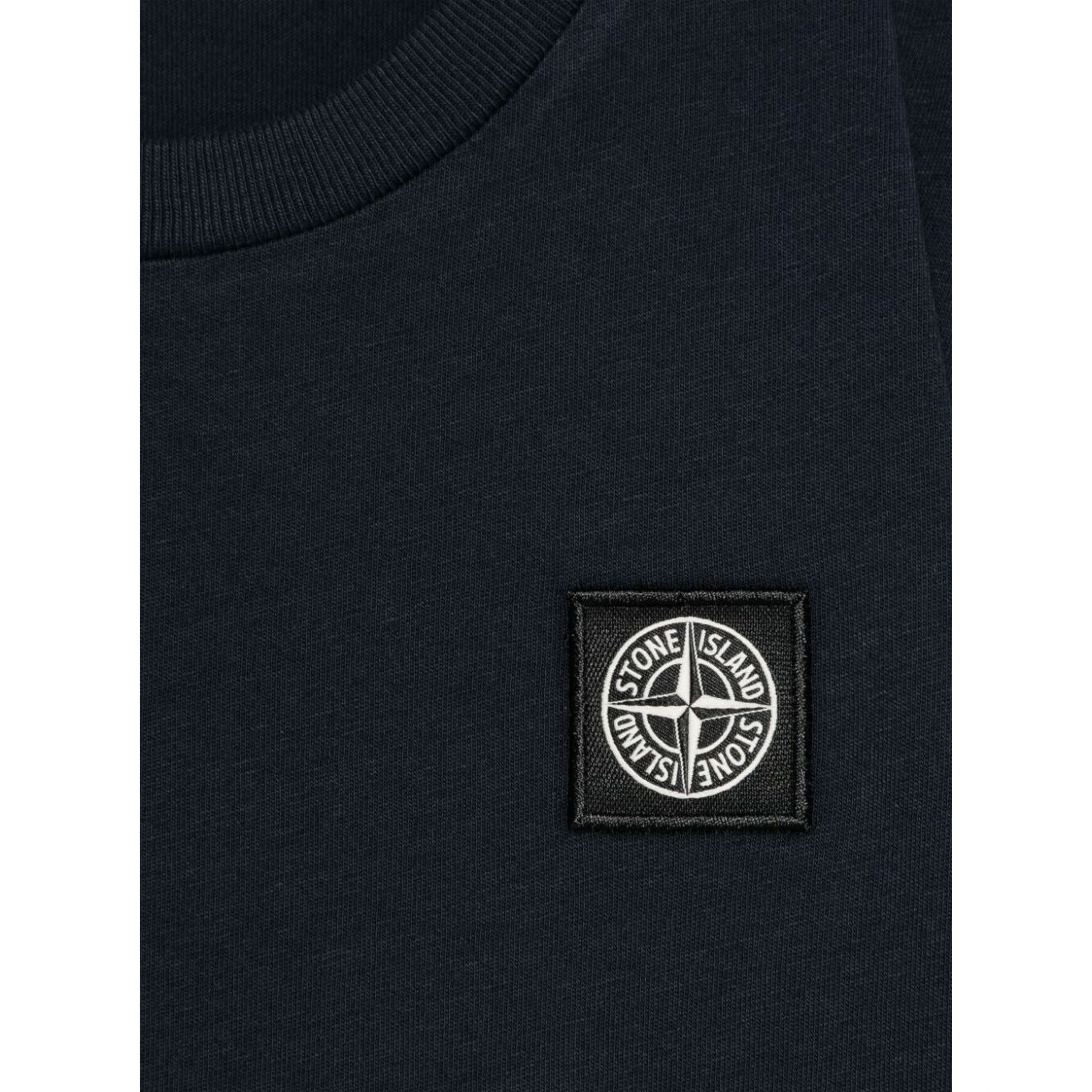 Blue T-Shirt with Round Neck and Logo Patch on the Front in Cotton Boy