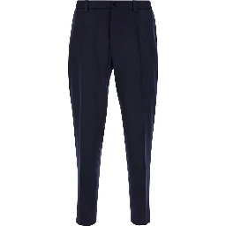 Blue High Waist Pants in Wool Man