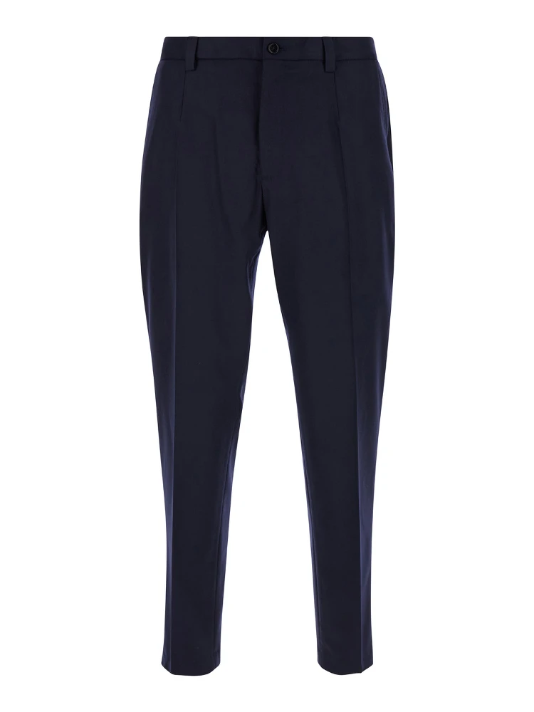 Blue High Waist Pants in Wool Man