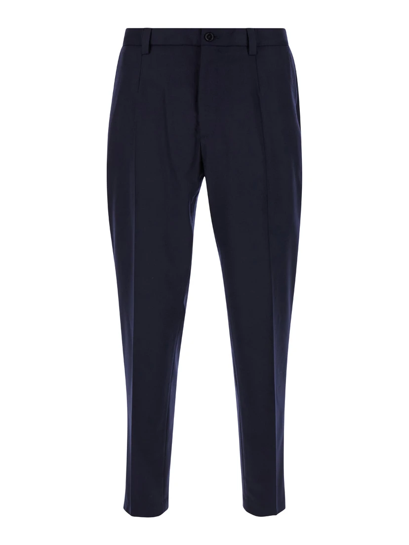 Blue High Waist Pants in Wool Man
