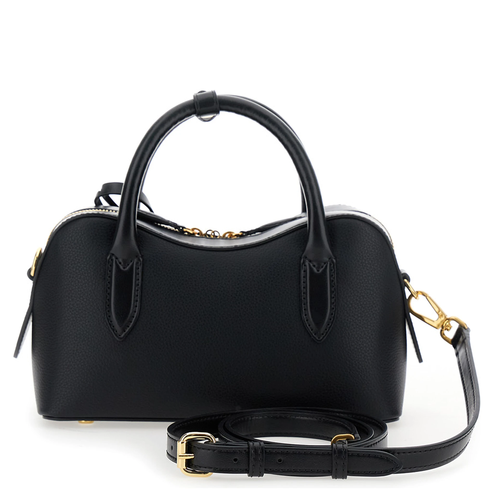 Ryder Black Small Handbag with Two Top Handles and Front Padlock Detail with Logo in Ecoleather Woman