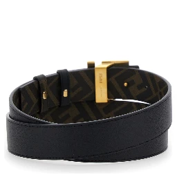 Brown Reversible Belt with FF Buckle in Leather Man