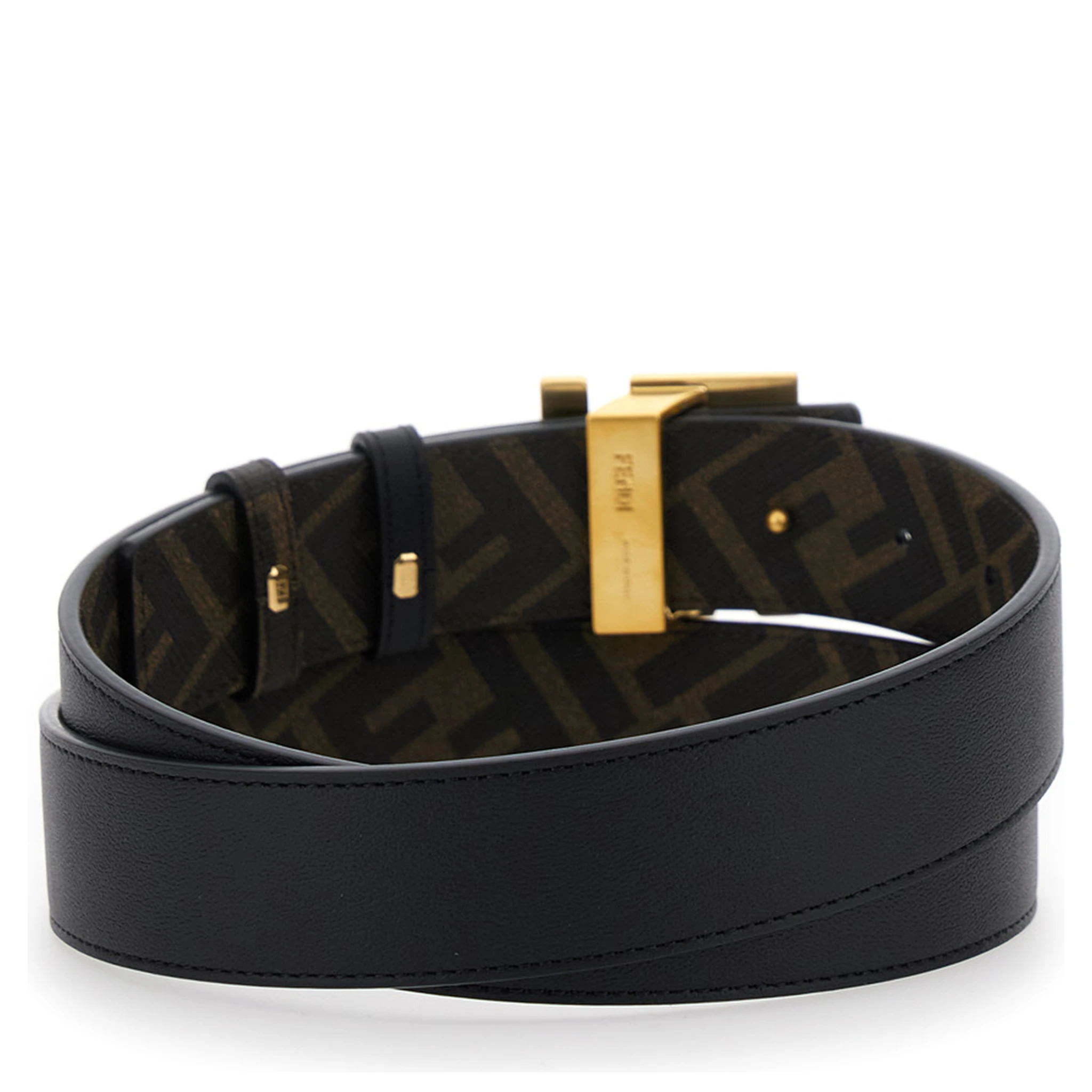 Brown Reversible Belt with FF Buckle in Leather Man