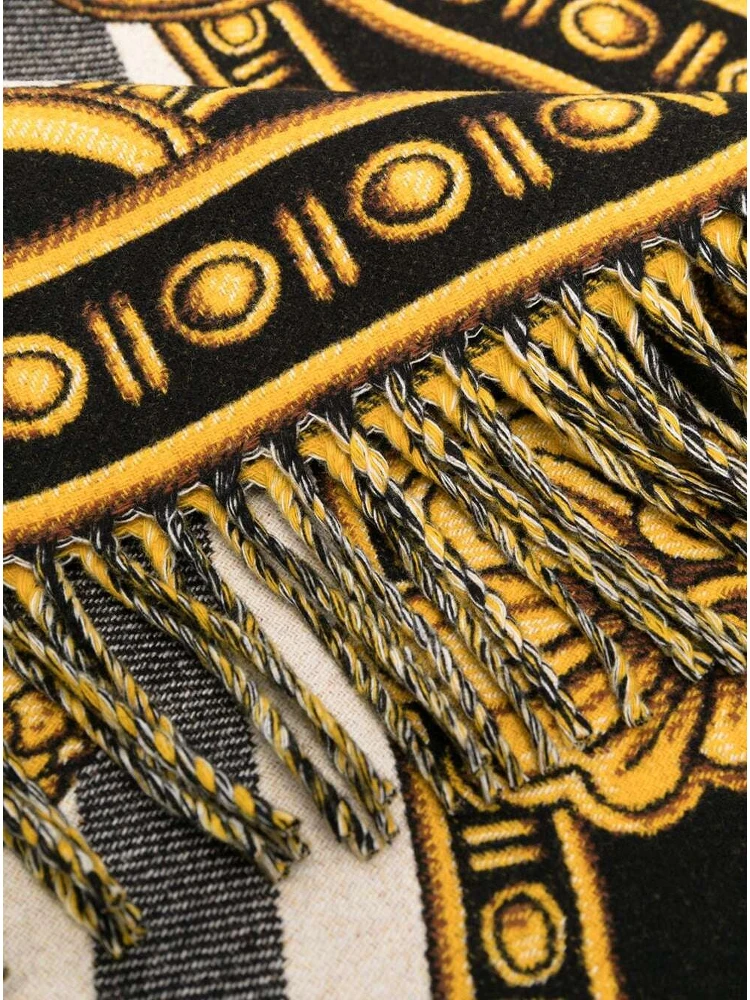 White / Gold / Black Wool Blanket with All Over Baroque Print alternative