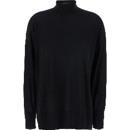 Livia Black Sweater with High Neck in Wool Woman