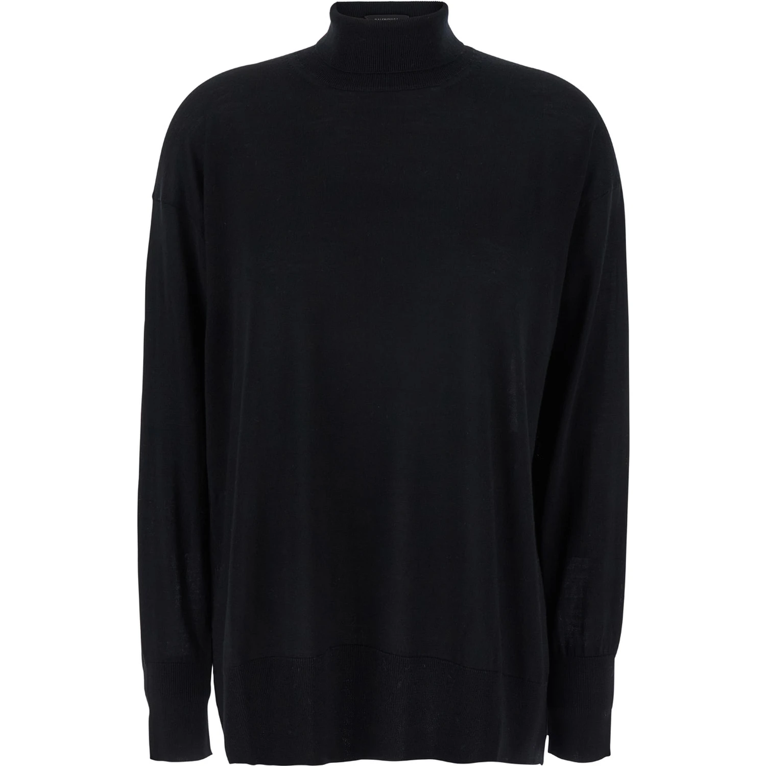 Livia Black Sweater with High Neck in Wool Woman