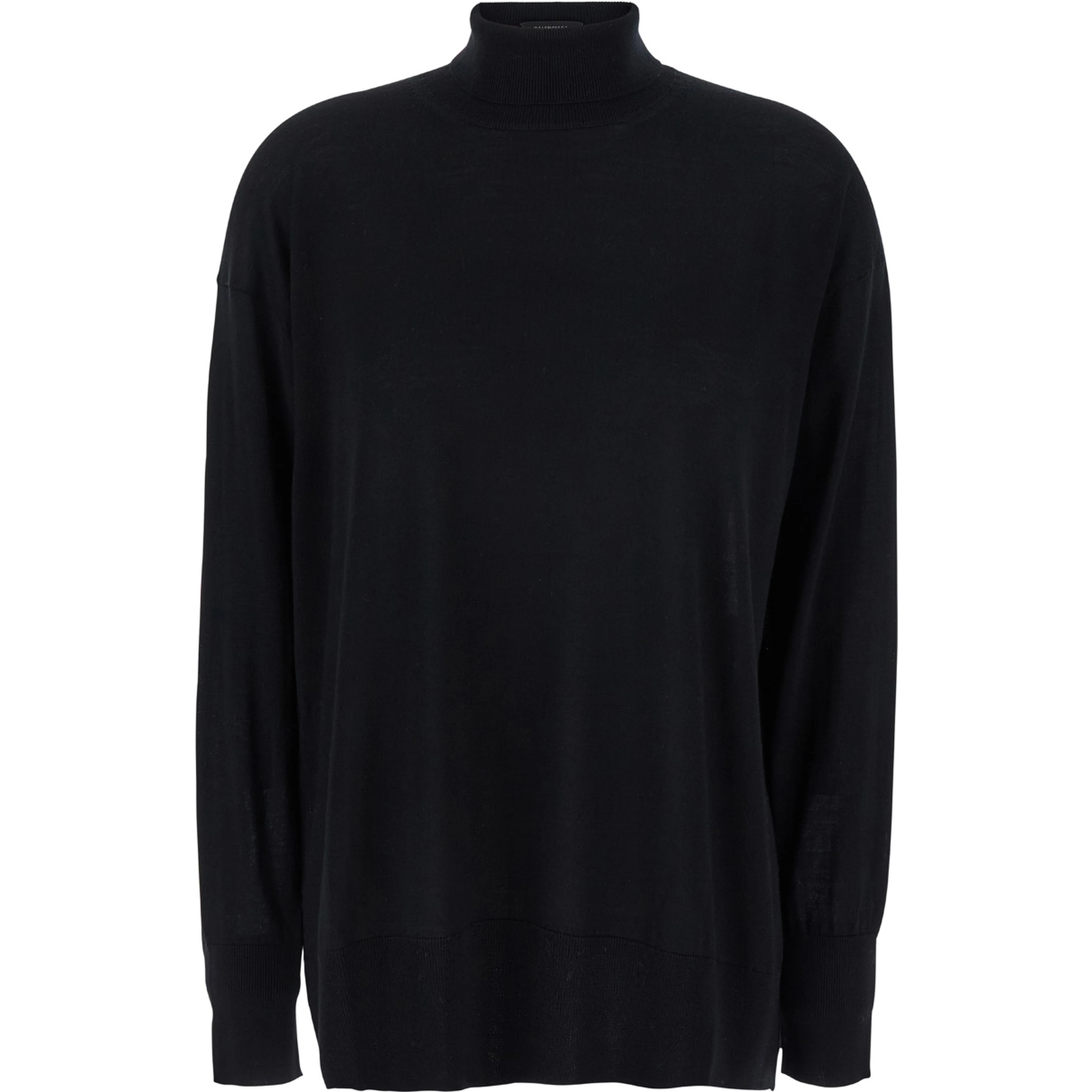 Livia Black Sweater with High Neck in Wool Woman