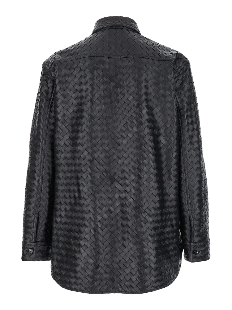 Black Oversize Jacket in Braided Leather Man alternative