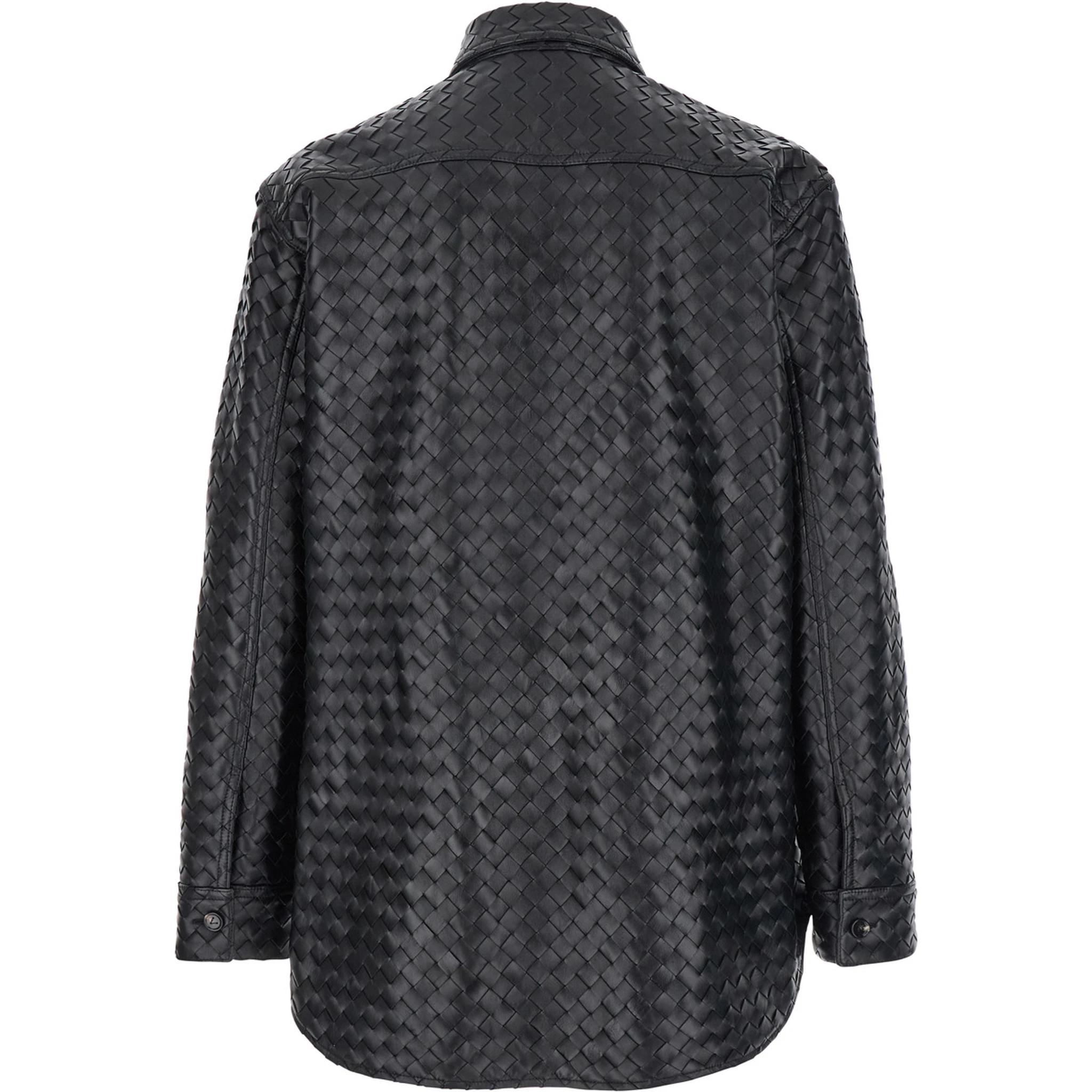 Black Oversize Jacket in Braided Leather Man