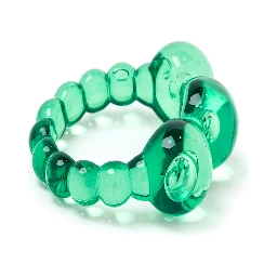 La Manso Womans Set of Two Ranunculus Green Plastic Rings