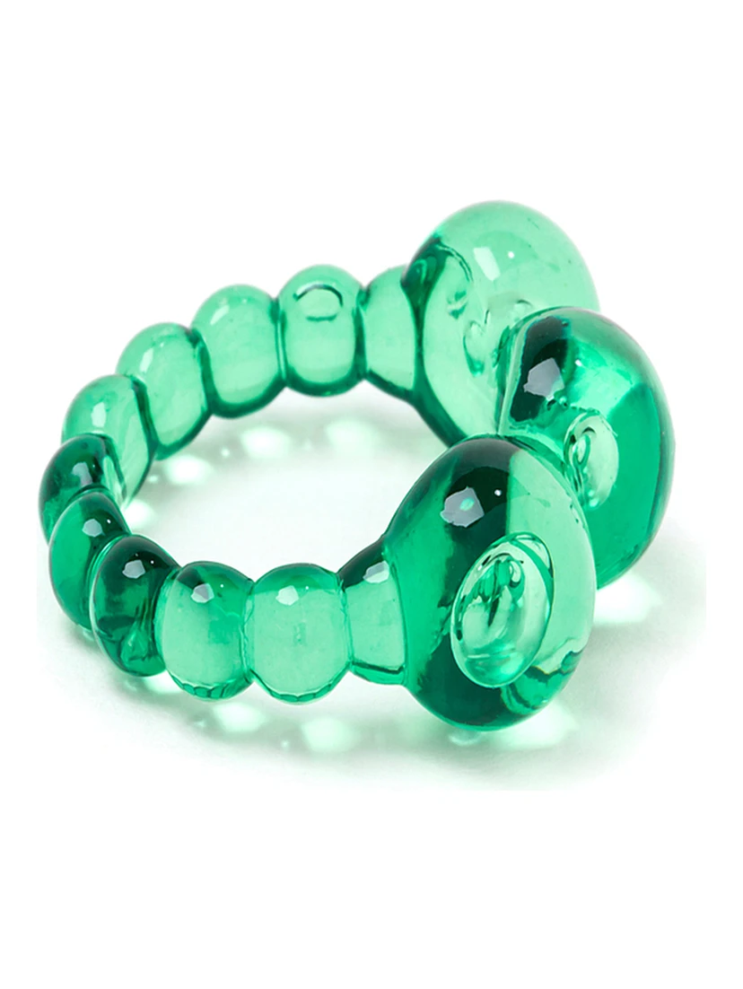 La Manso Womans Set of Two Ranunculus Green Plastic Rings