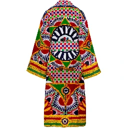 Multicolor Kimono Bathrobe with All-Over Carretto Siciliano Print in Cotton Dolce & Gabbana