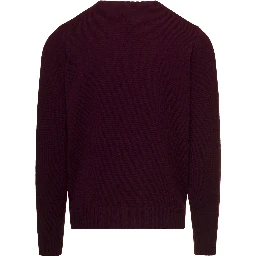 Bordeaux Crewneck Sweater with Rib Trim in Wool and Cashmere Man Gaudenzi