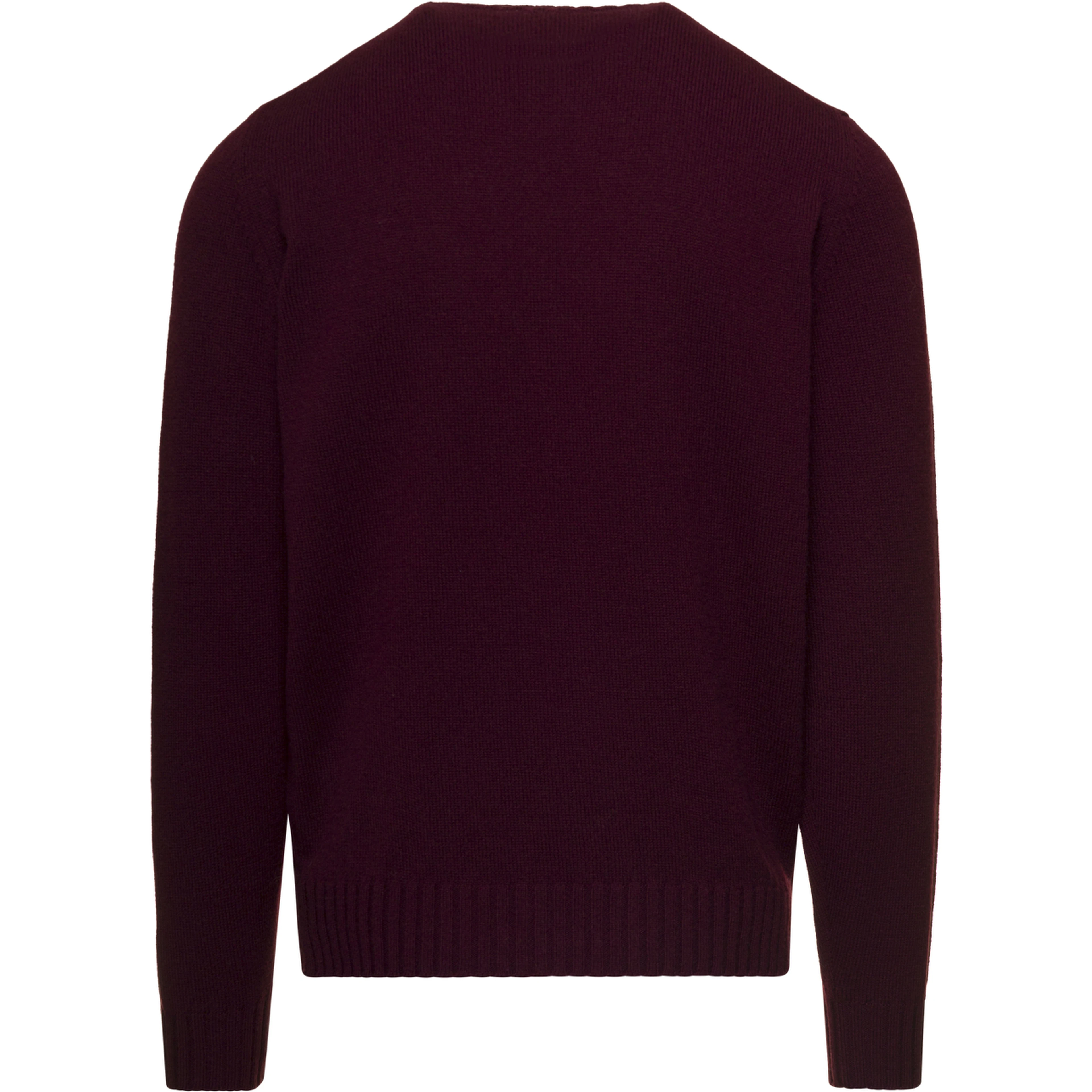 Bordeaux Crewneck Sweater with Rib Trim in Wool and Cashmere Man Gaudenzi
