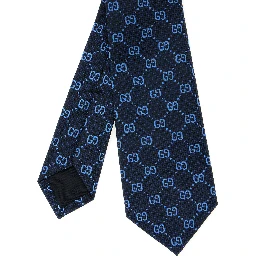 Blue Tie with GG All-Over Motif in Silk Man