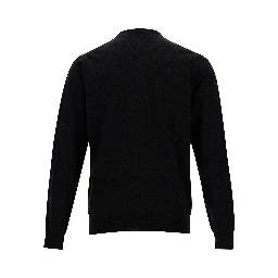 Grey Crewneck Sweater with Ribbed Trims in Wool Man