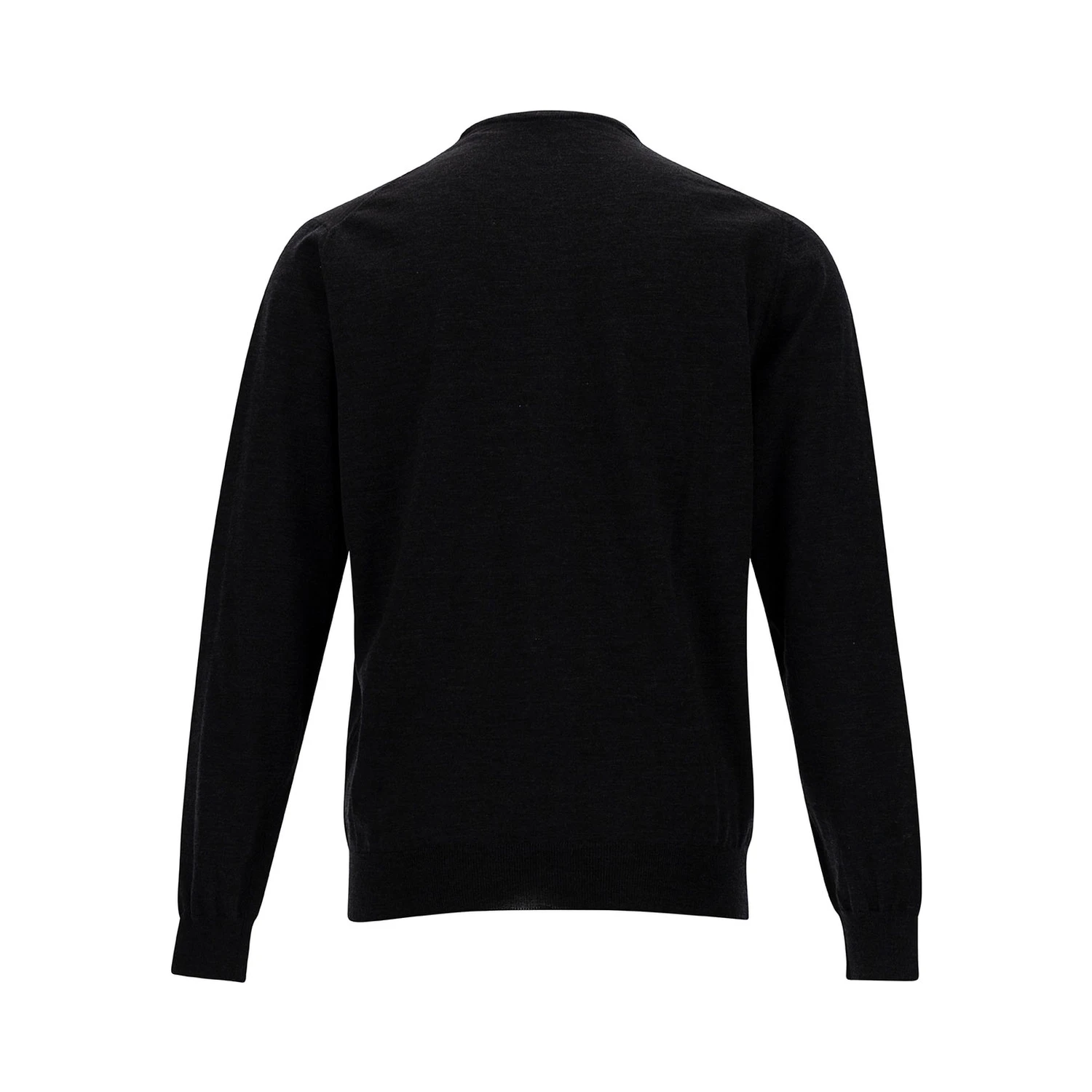 Grey Crewneck Sweater with Ribbed Trims in Wool Man