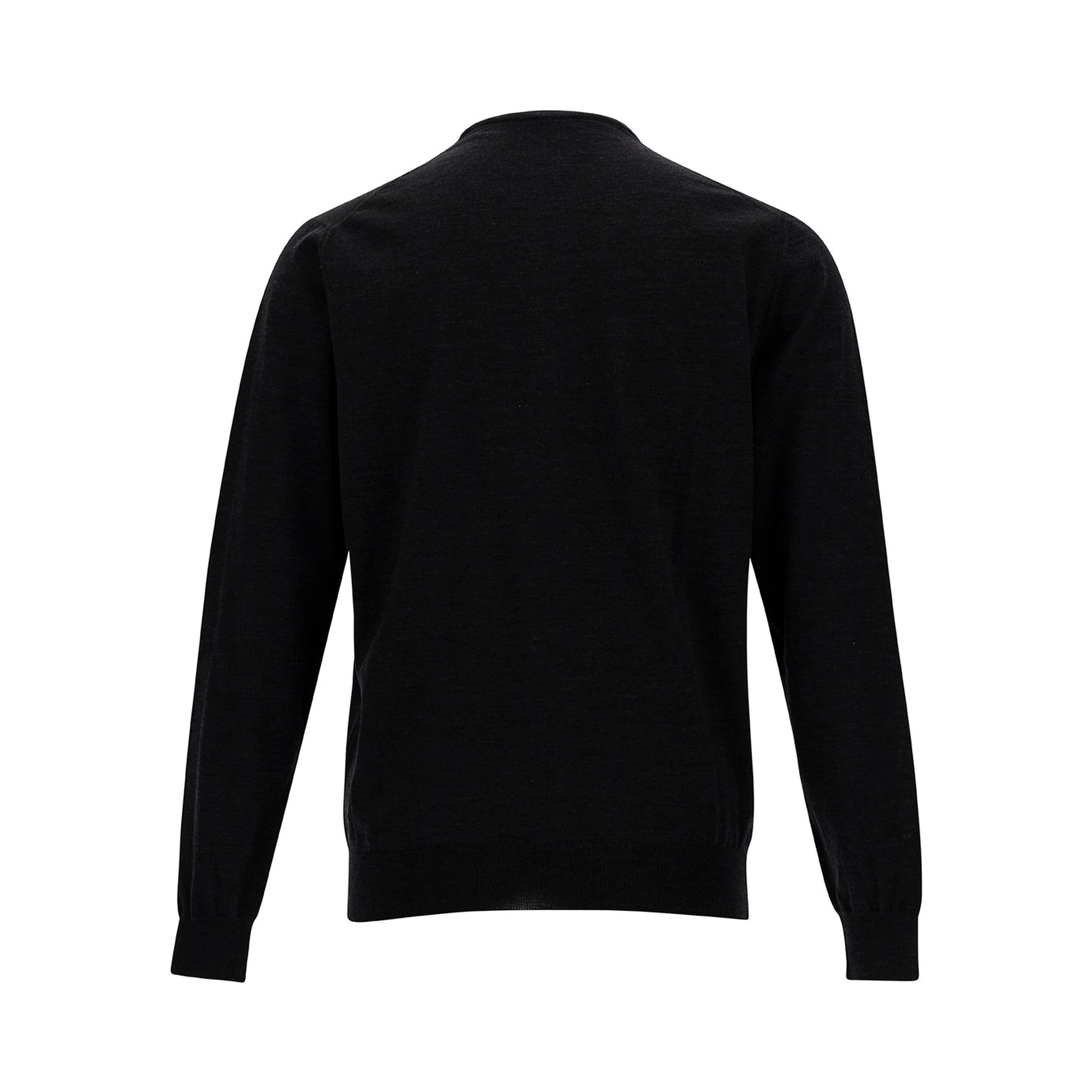 Grey Crewneck Sweater with Ribbed Trims in Wool Man