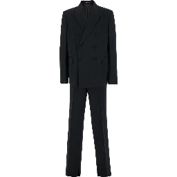 Black Double-Breasted Suit with G Detail in Wool Man