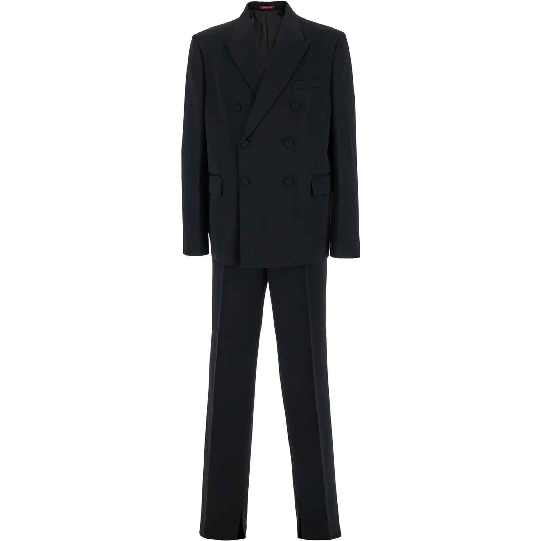 Black Double-Breasted Suit with G Detail in Wool Man
