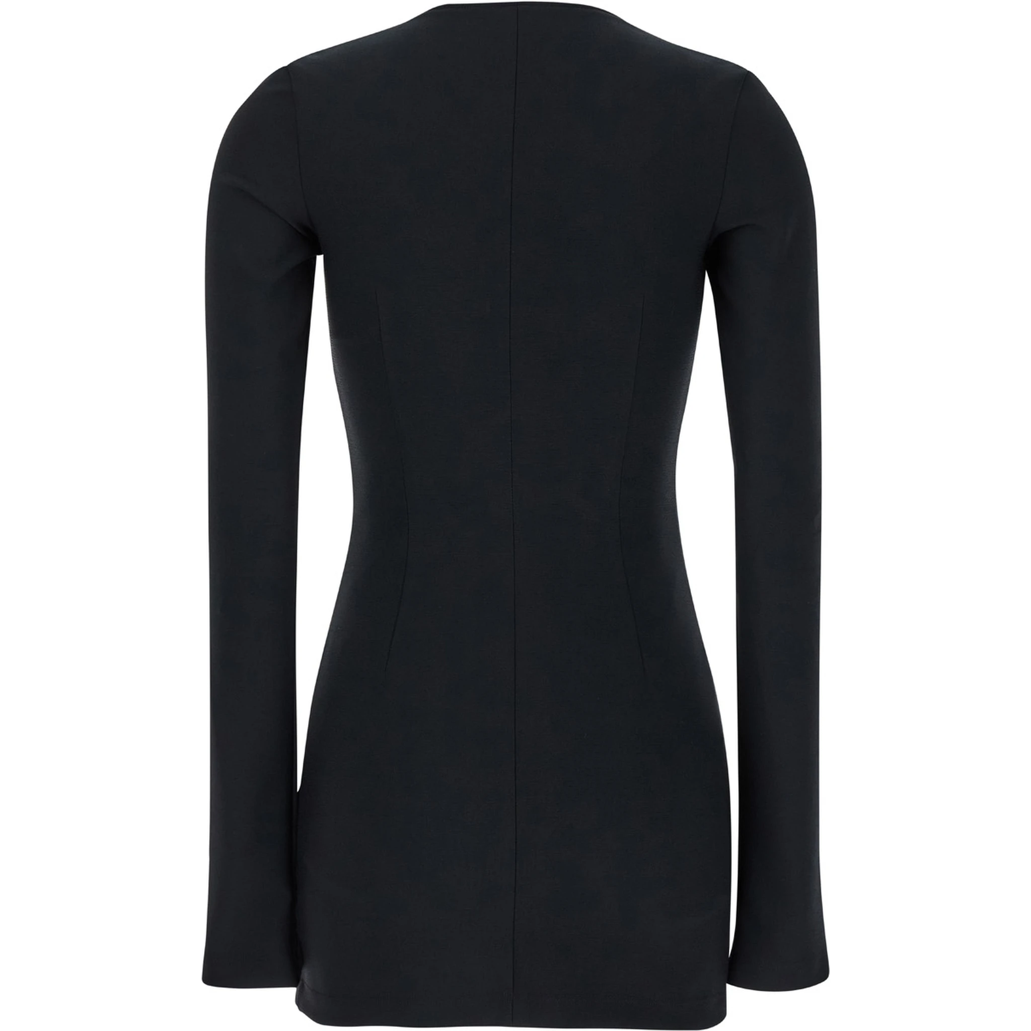 Mini Black Dress with Branded Zip Puller in Tech Fabric Woman