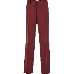 Bordeaux Straight Pants with GG Motif in Cotton Man