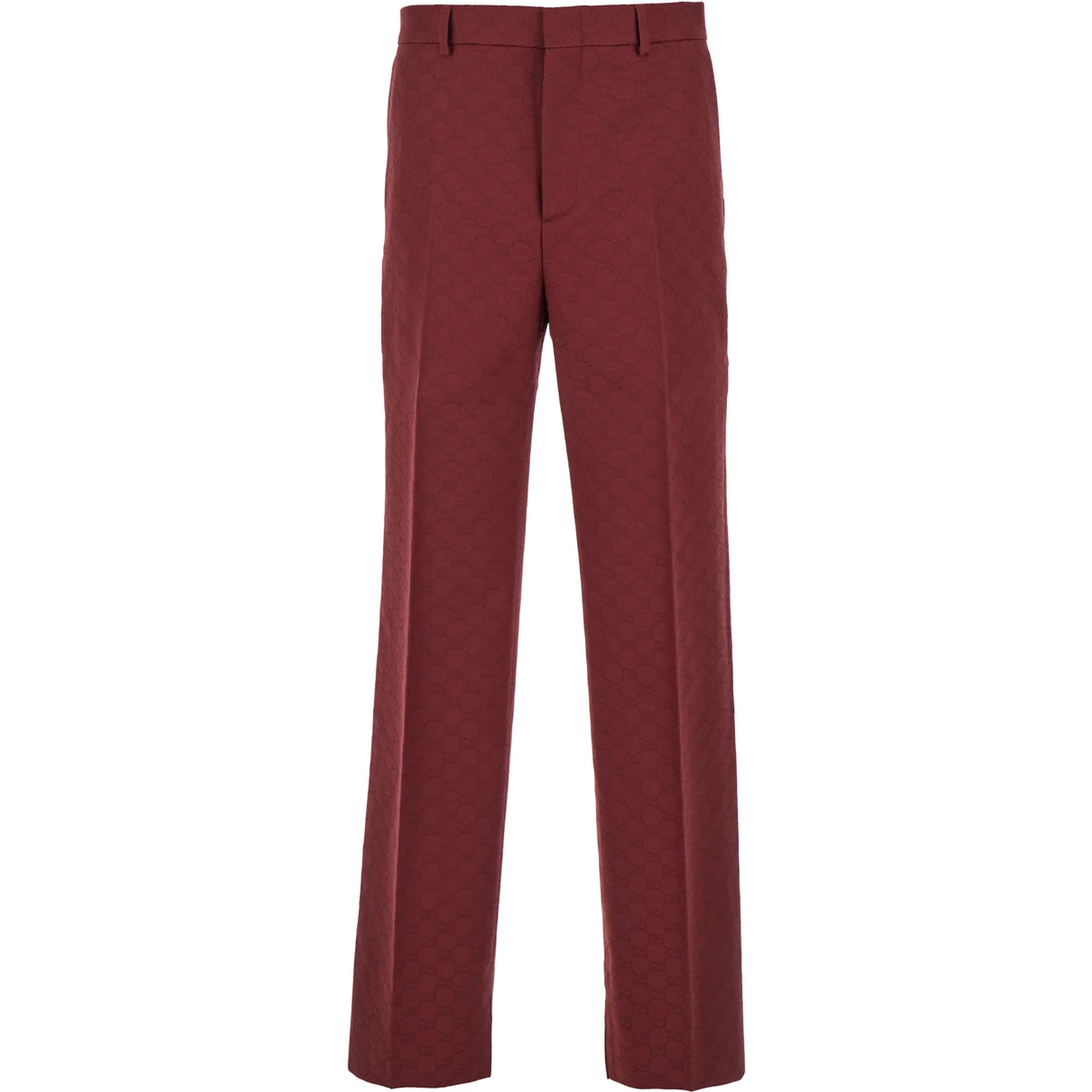 Bordeaux Straight Pants with GG Motif in Cotton Man