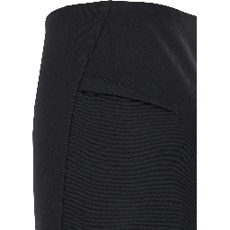 Black Midi Skirt with Side Slit in Stretch Wool Woman