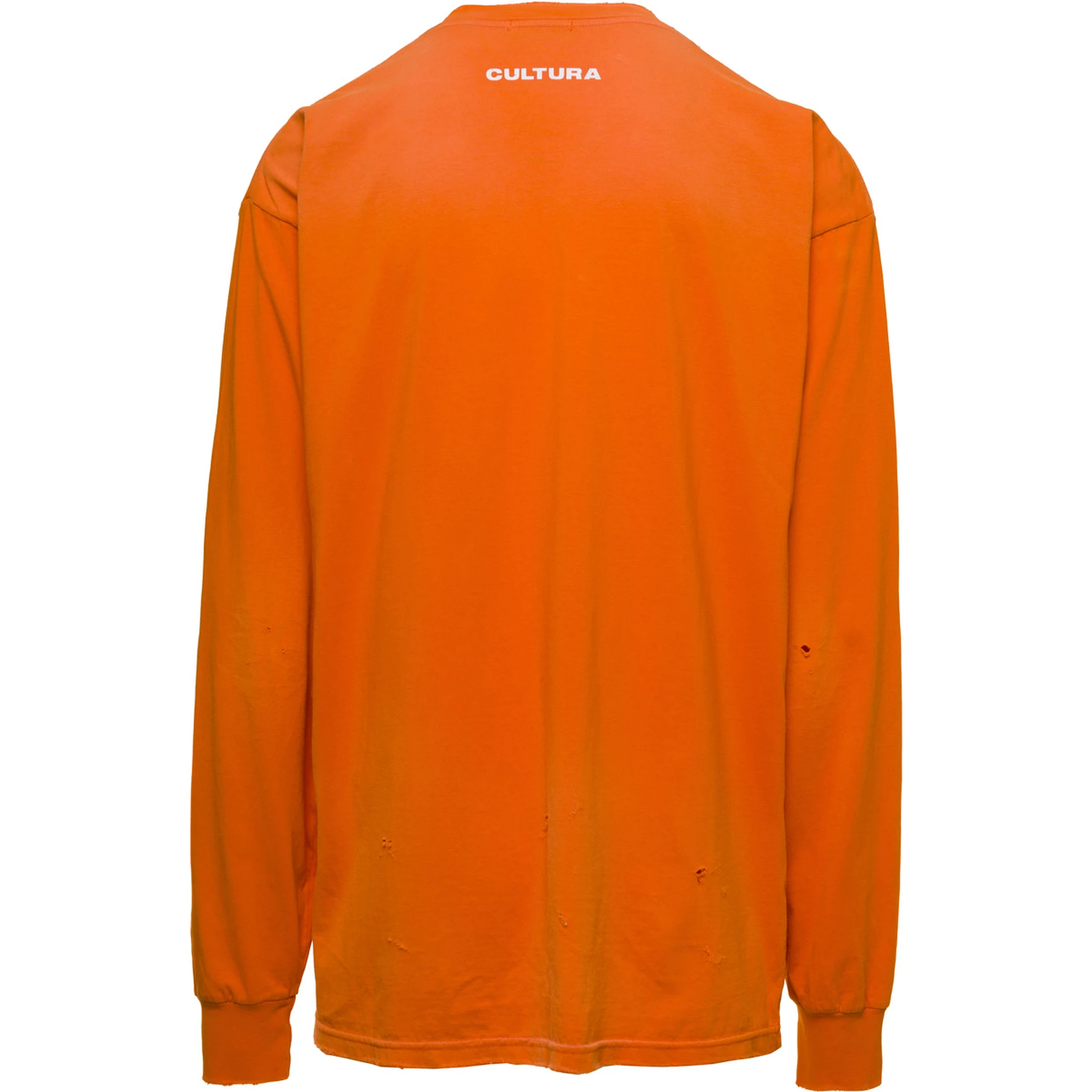 Orange Crewneck Sweatshirt with Contrasting CLTR Print in Jersey Man