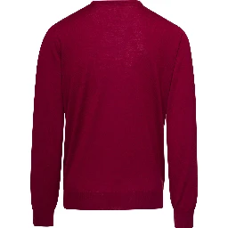 Red Crewneck Sweater with Long Sleeves in Cashmere Man Gaudenzi