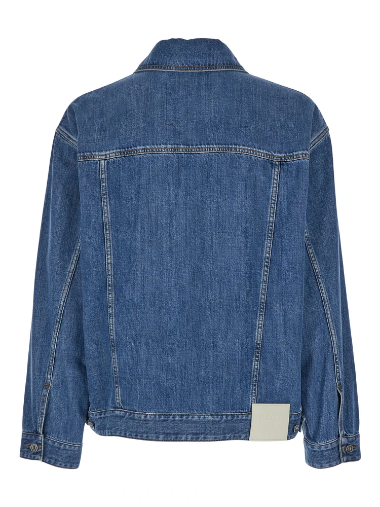 Light Blue Jacket with Buttons and Logo Patch in Denim Man alternative