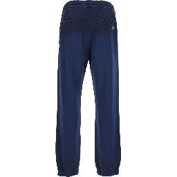 Blue Pants with High Elastic Waist in Cotton Man