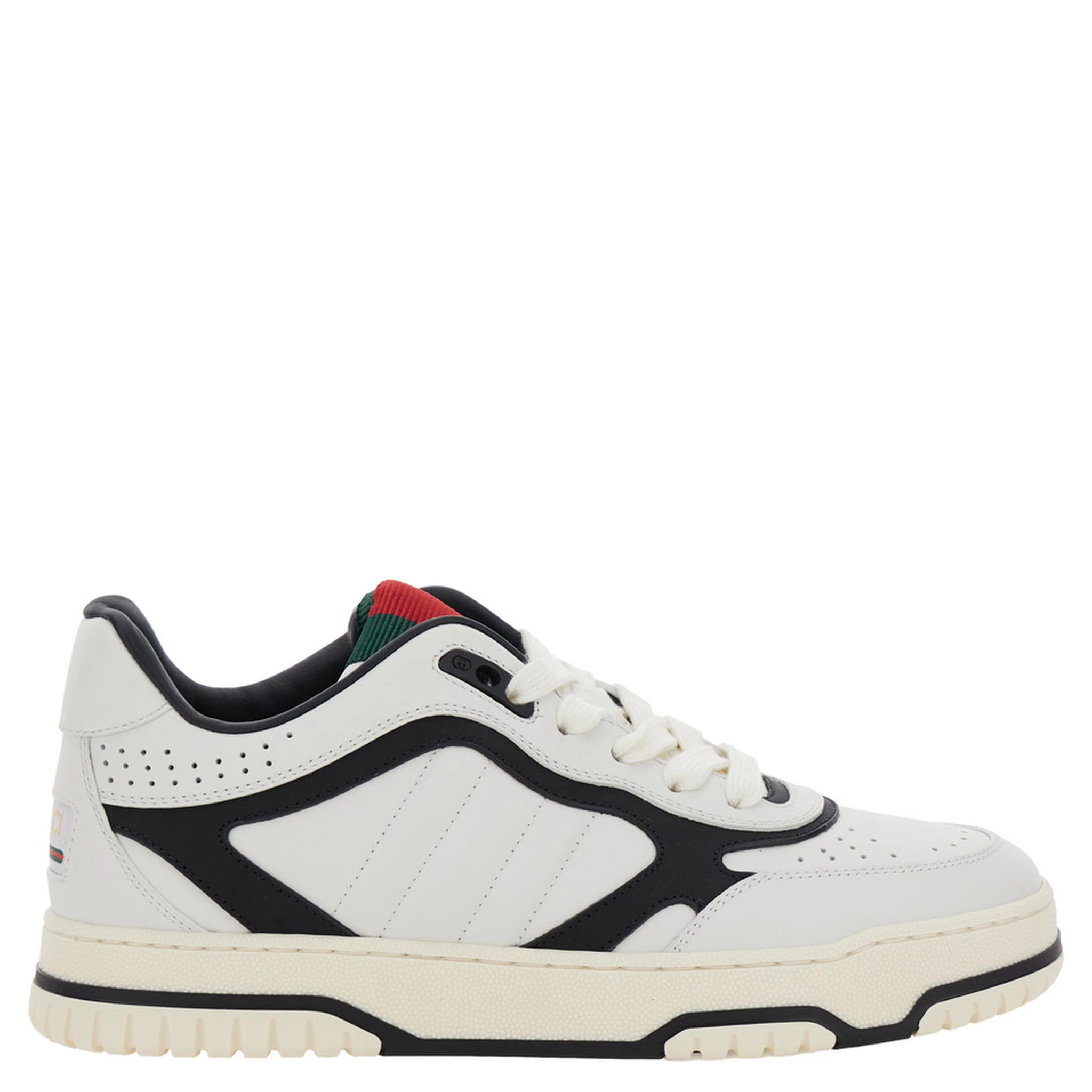 Reweb Black and White Low Top Sneakers with Web Detail on the Tongue and Logo Patch on the Rear in Leather and Fabric Woman