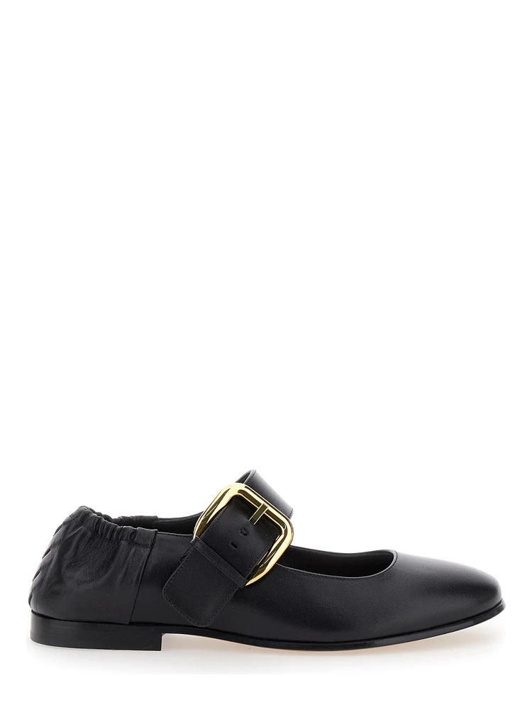 Astaiere Black Slip-On Mary Janes with Maxi Buckle in Leather Woman