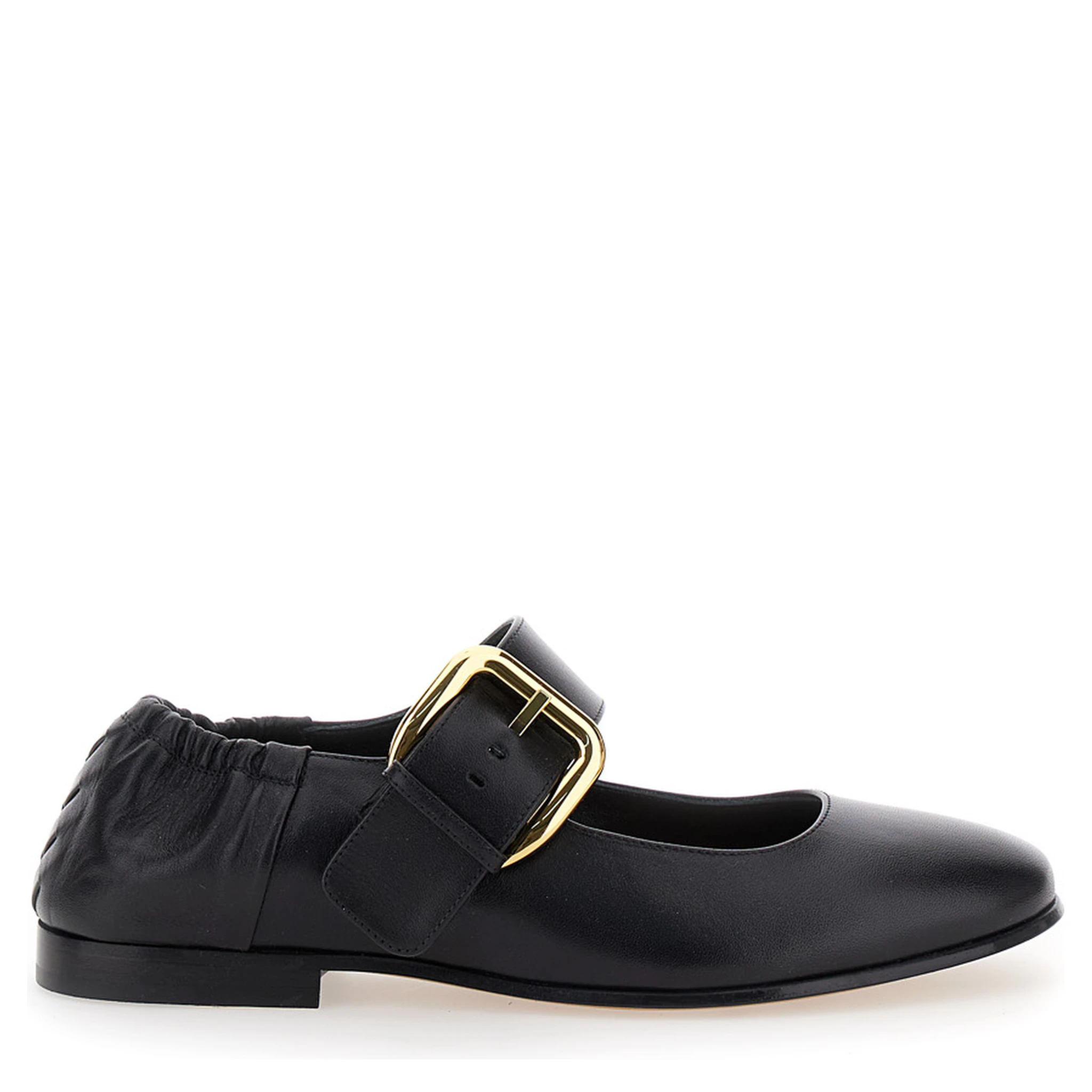 Astaiere Black Slip-On Mary Janes with Maxi Buckle in Leather Woman