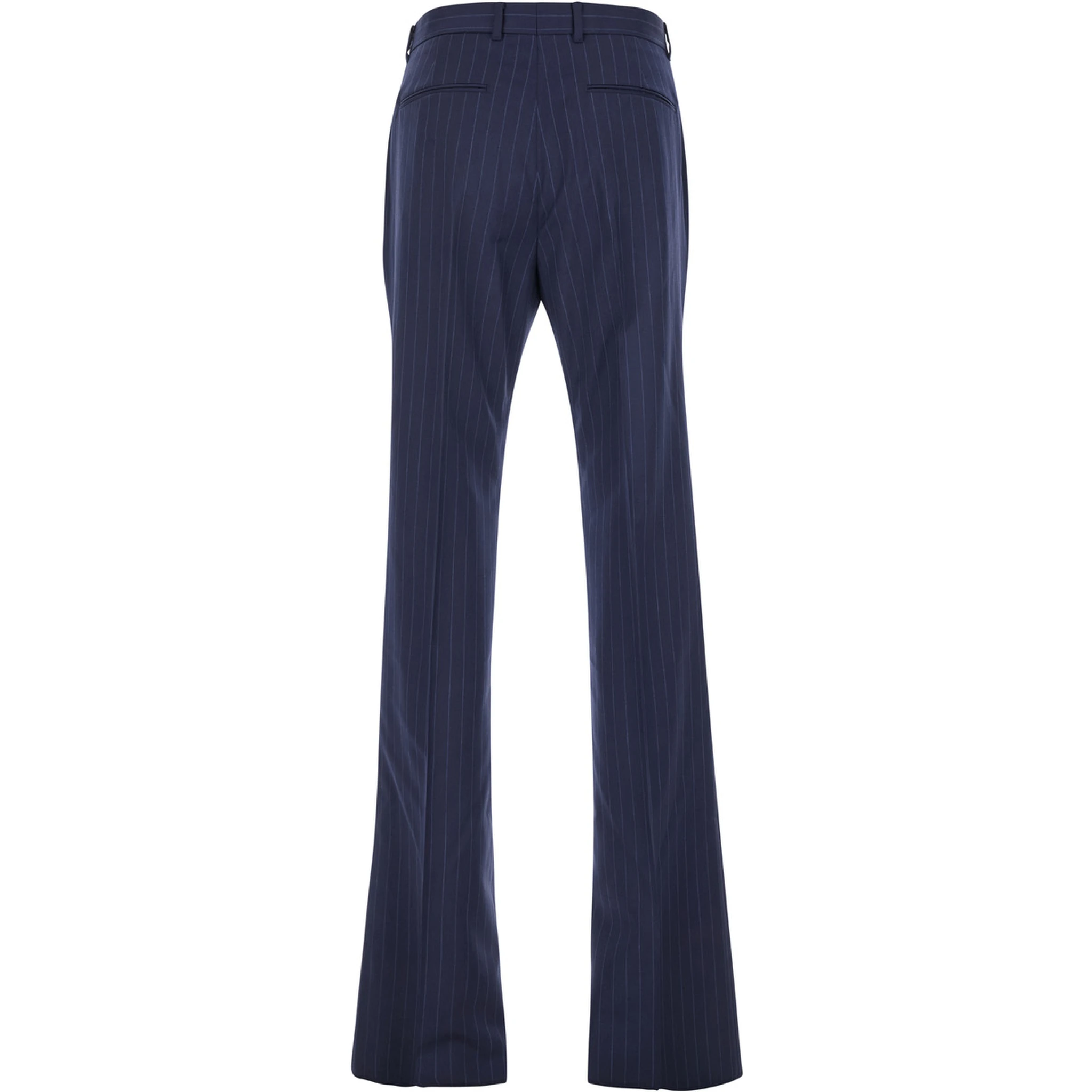 Blue Flared Pants with High Waist in Wool Man