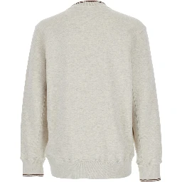 Grey Crewneck Sweatshirt with Logo Print in Jersey Man